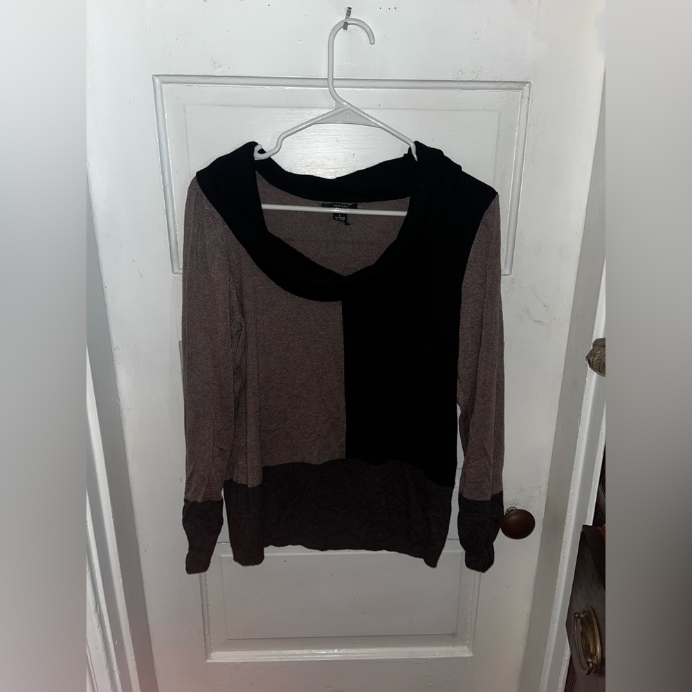 Alfani Open Swoop Neck Colorblock Sweater